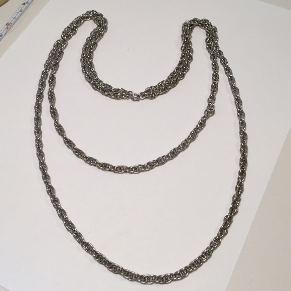 necklace silver tone Vintage heavy
